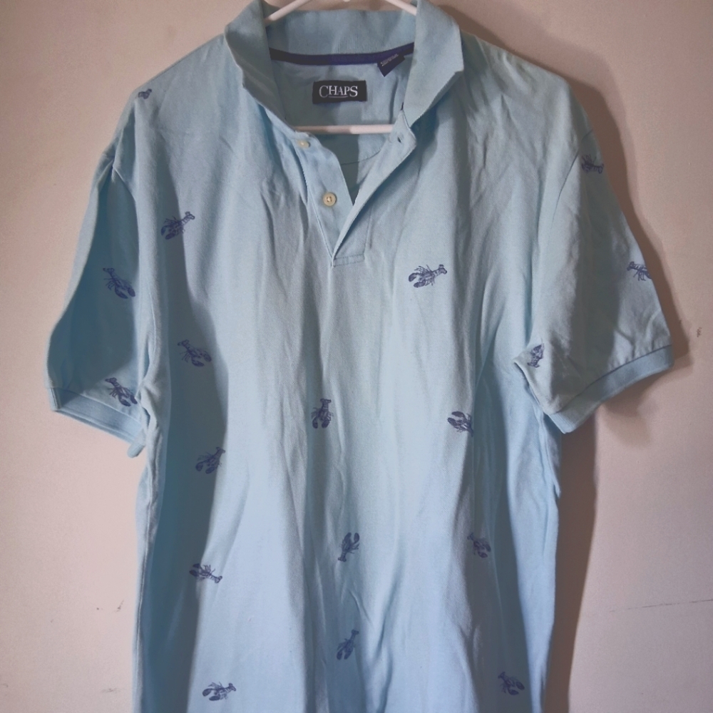 Chaps Polo light Blue Shirt Men's Large lobsters